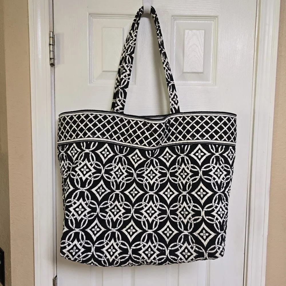 Vera Bradley retired Concerto villager shoulder tote purse black white gray
